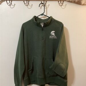 Pro Edge Green Zip Up Men's Sweatshirt MICHIGAN STATE VINTAGE SPARTANS MSU XL